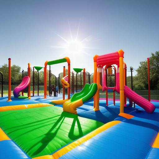 Afbeelding van Combineer opblaasbare springballen met speeltoestellen