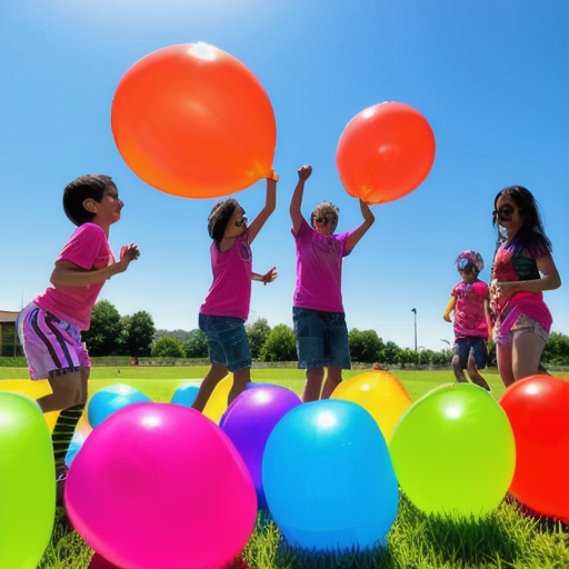 Afbeelding van Speelplezier met opblaasbare waterballonnen in het water