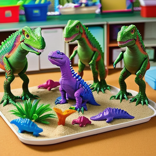 Afbeelding van Creatief leren met plastic dinosaurussen in spellen