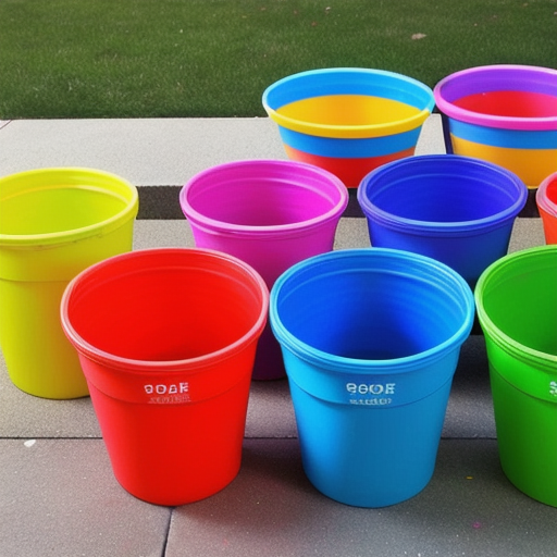 Afbeelding van Creatief gebruik van plastic speelgoed emmers voor knutselen