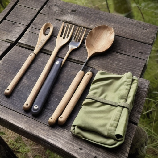 Afbeelding van Combineer opvouwbare campingbesteksets met gemak