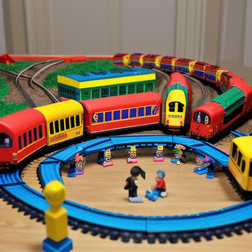 Afbeelding van Tijd om plastic speelgoed bouwtreinen in elkaar te zetten