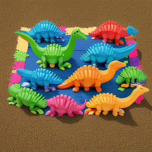 Afbeelding van Combinerende plastic dinosaurussen met speelgoedsets