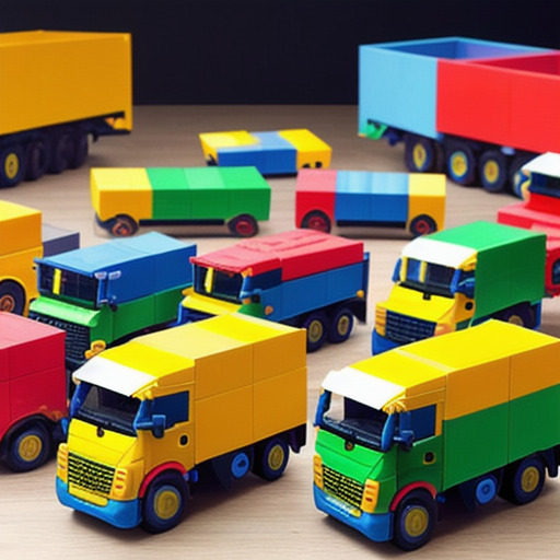 Afbeelding van Combineren van plastic speelgoed lorries met ander speelgoed