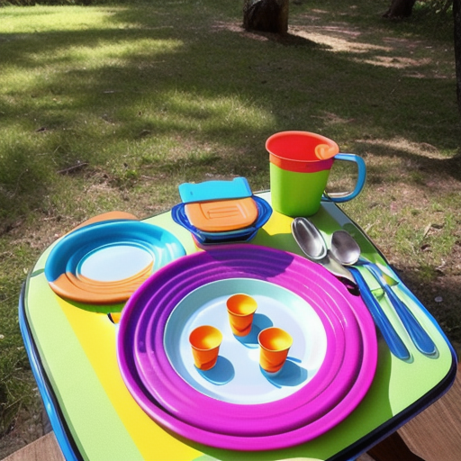Afbeelding van Opvouwbaar campingservies voor gezinnen op vakantie
