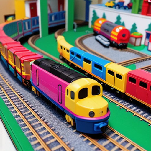 Afbeelding van Plastic speelgoed bouwtreinen voor spelletjes gebruiken